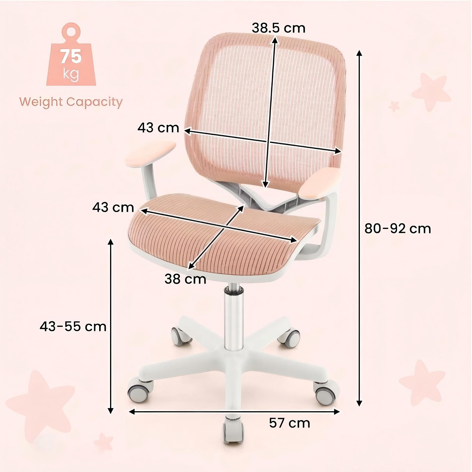 Höjjusterbart – barnskrivbord + barnroterbar stol set, – . – Rosa