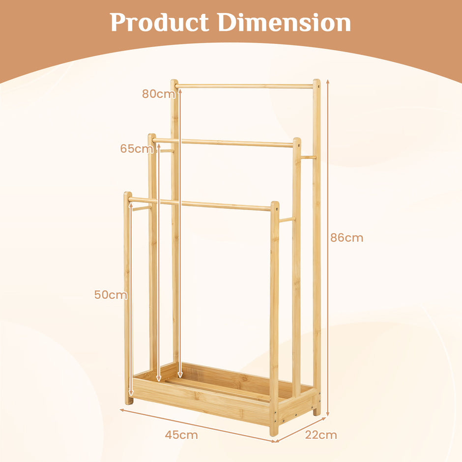 Handduksställ – i bambu, trappformad handduksstege – 45 x 22 x 86 cm