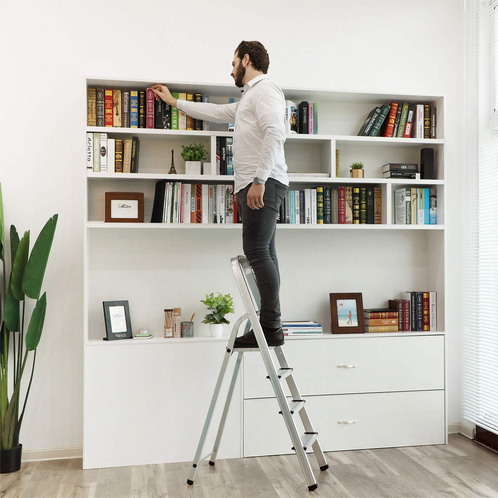 Haushaltsradder - 4 Level - Aluminium - Anti -Slip - Silber