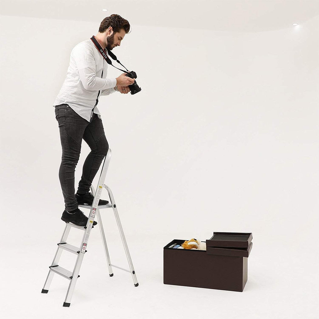 Haushaltsradder - 4 Level - Aluminium - Anti -Slip - Silber