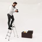Haushaltsradder - 4 Level - Aluminium - Anti -Slip - Silber