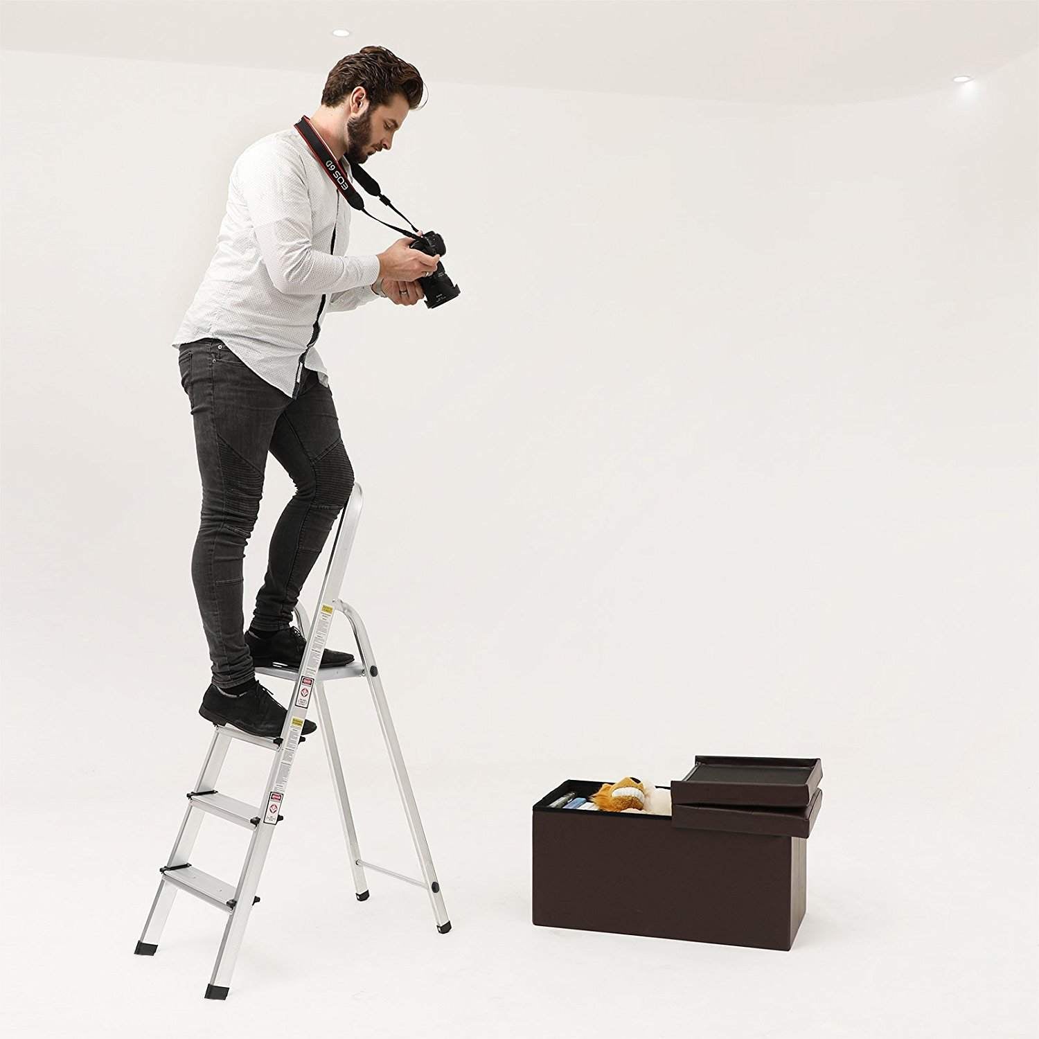 Haushaltsradder - 4 Level - Aluminium - Anti -Slip - Silber
