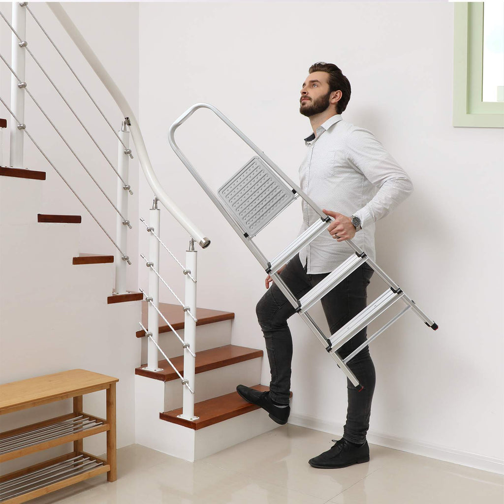 Haushaltsradder - 4 Level - Aluminium - Anti -Slip - Silber