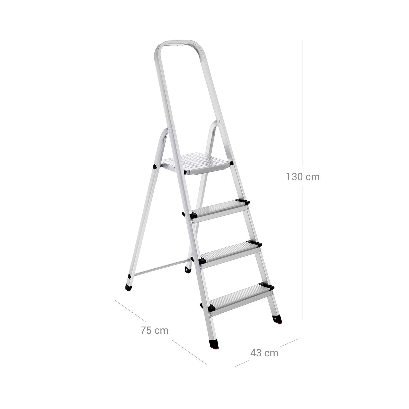 Haushaltsradder - 4 Level - Aluminium - Anti -Slip - Silber