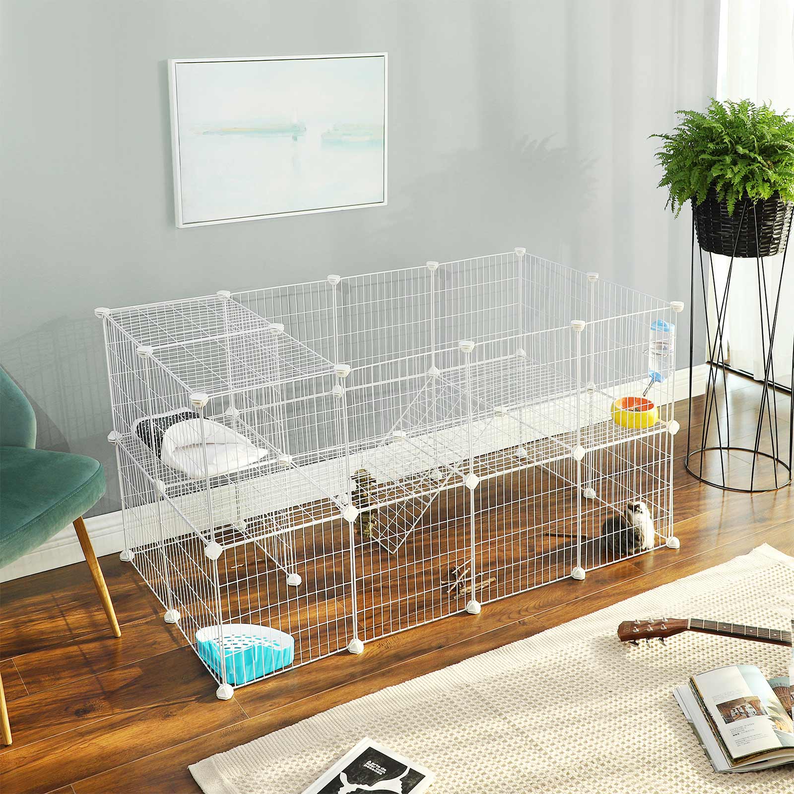 Tierkäfig - Zaun für Kaninchen/Hamster/Meerschweinchen - Silber