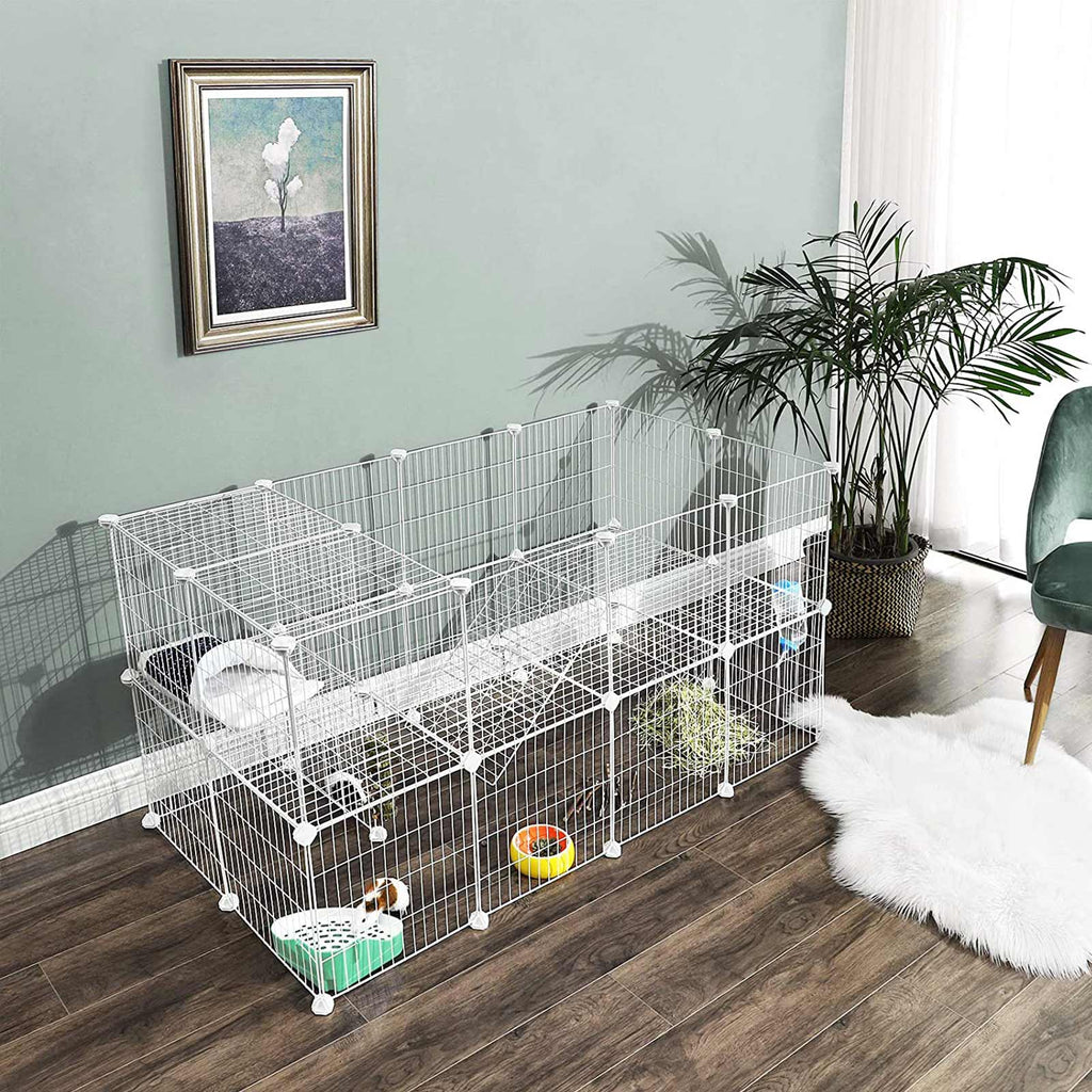 Tierkäfig - Zaun für Kaninchen/Hamster/Meerschweinchen - Silber