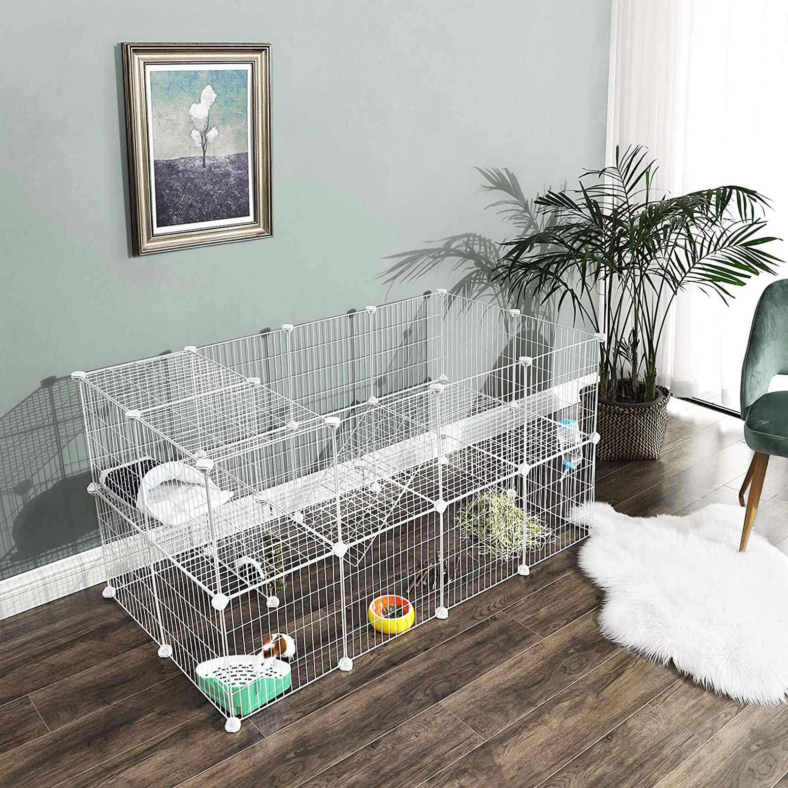 Tierkäfig - Zaun für Kaninchen/Hamster/Meerschweinchen - Silber
