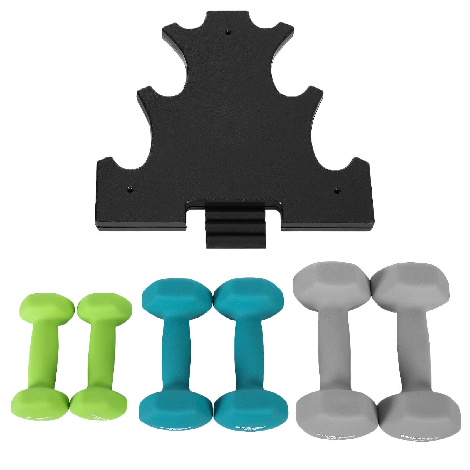 Halter -Set - 6 Hanteln mit Standard - 2 x 1 kg, 2 x 2 kg, 2 x 3 kg