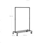 Kleidungsständer - Industrielles Design - Kleidungsregal - mit Kleidungsstab - bis zu 90 kg - schwarz