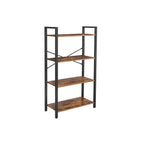 Bücherregal - 4 Level - Lagerregal mit Stahlrahmen - 120 cm hoch - braun/schwarz