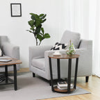 Seitentisch - runder Sofa Tisch - Nachttisch - Wohnzimmertisch - Vintage Brown/Schwarz