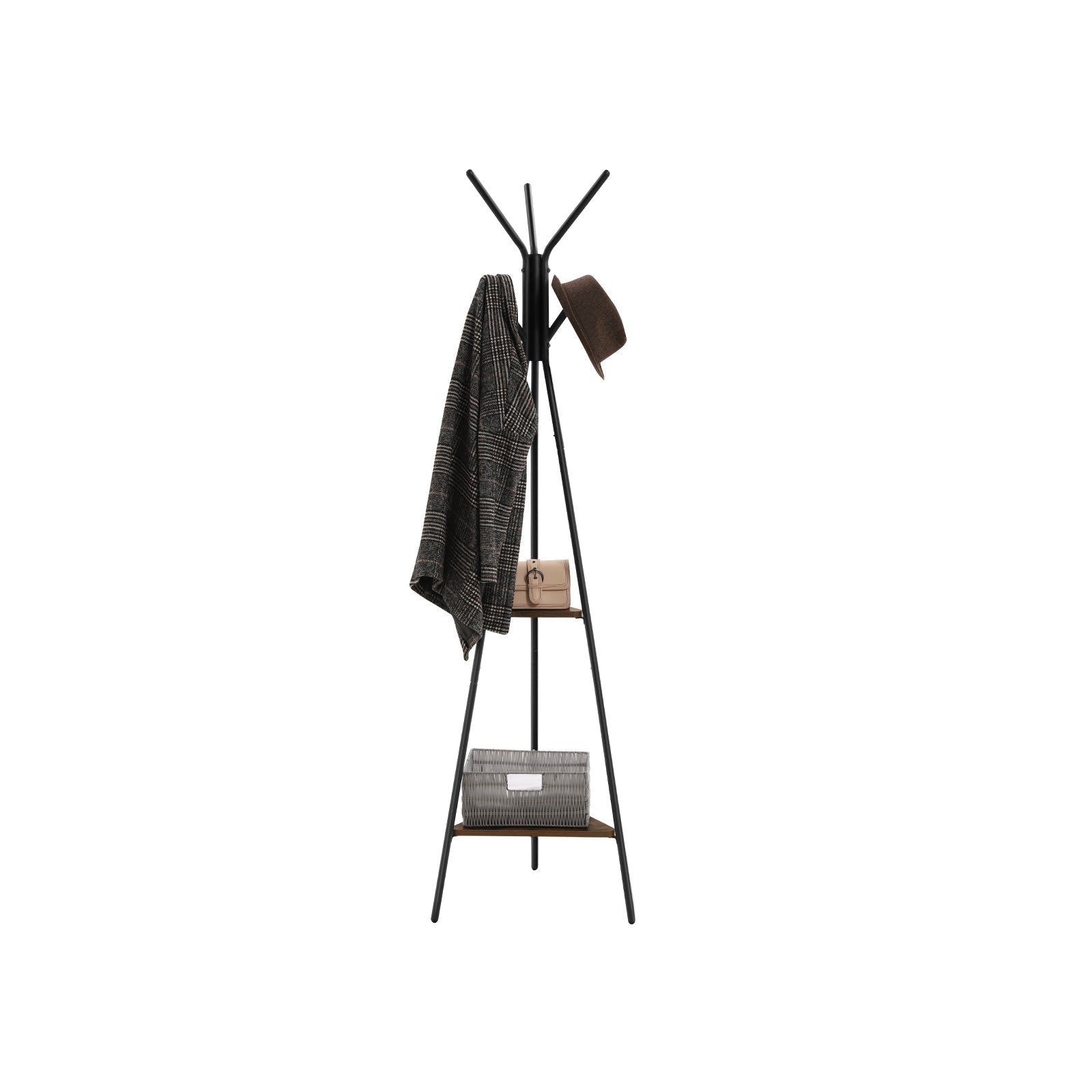 Coat Rack - Baumform - mit 2 Regalen - industrielles Design