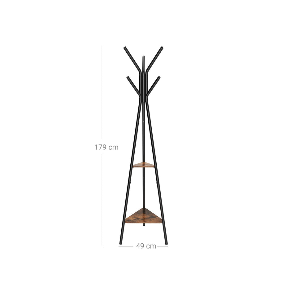 Coat Rack - Baumform - mit 2 Regalen - industrielles Design
