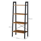 Bücherregal - 4 Levels - Leiterständer - Industrial