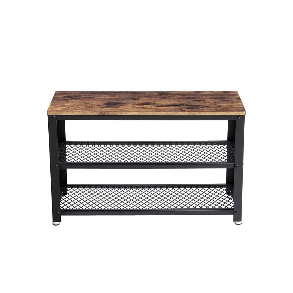 Schuhbank - 2 Regale - 73 x 30 x 45 cm - braun/schwarz
