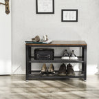 Schuhbank - 2 Regale - 73 x 30 x 45 cm - braun/schwarz