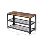 Schuhbank - 2 Regale - 73 x 30 x 45 cm - braun/schwarz