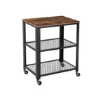 Seitentisch - Trolley - 3 Regale - auf Rädern - Industrial - Brown