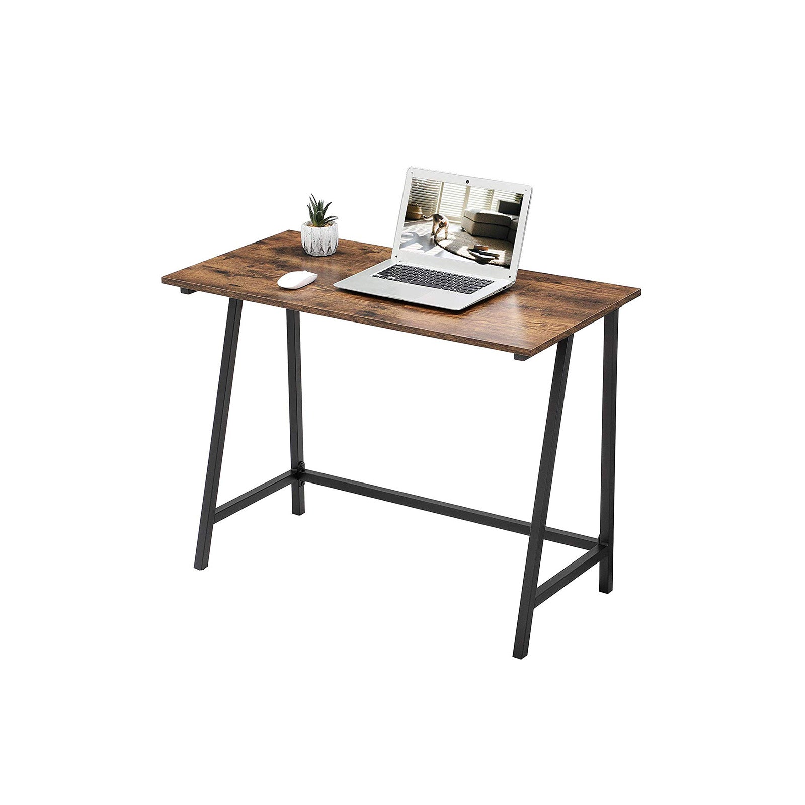 Schreibtisch - Holz Computertisch - Büro und Arbeitstisch - Vintage Brown/Schwarz