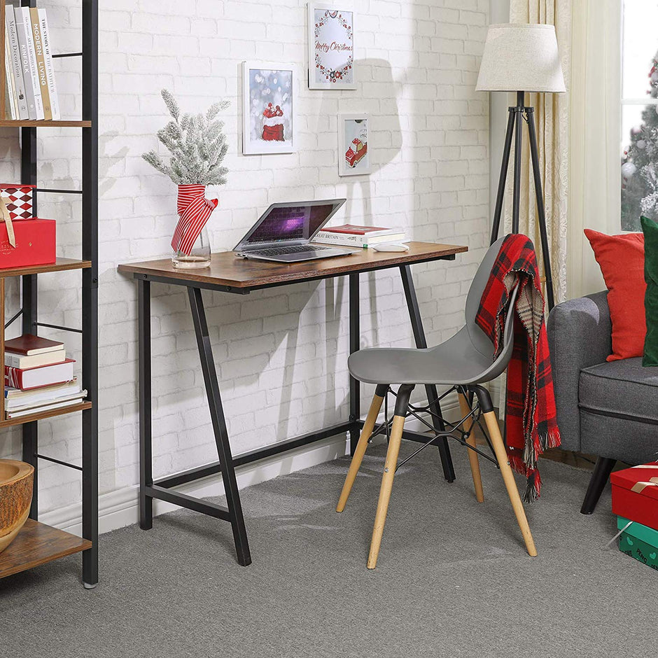 Schreibtisch - Holz Computertisch - Büro und Arbeitstisch - Vintage Brown/Schwarz