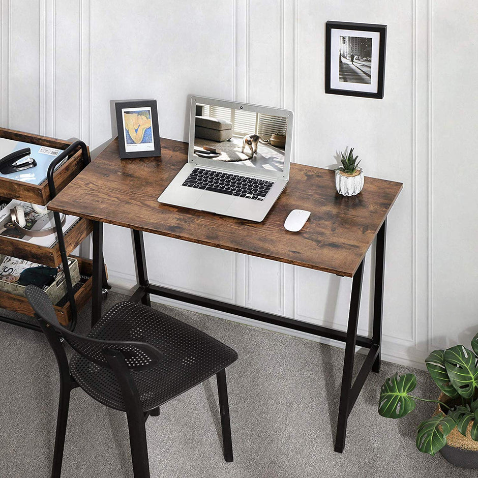 Schreibtisch - Holz Computertisch - Büro und Arbeitstisch - Vintage Brown/Schwarz