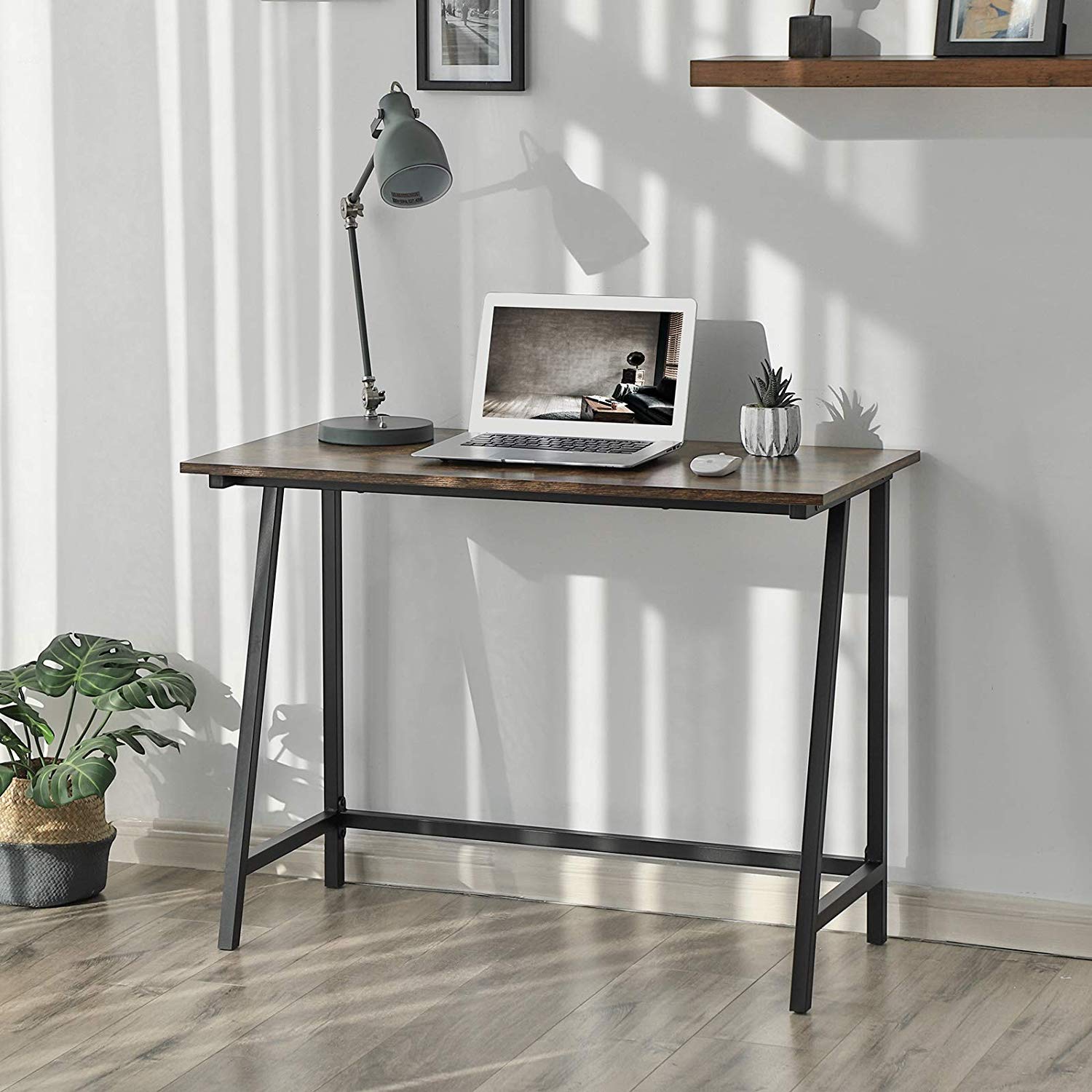 Schreibtisch - Holz Computertisch - Büro und Arbeitstisch - Vintage Brown/Schwarz