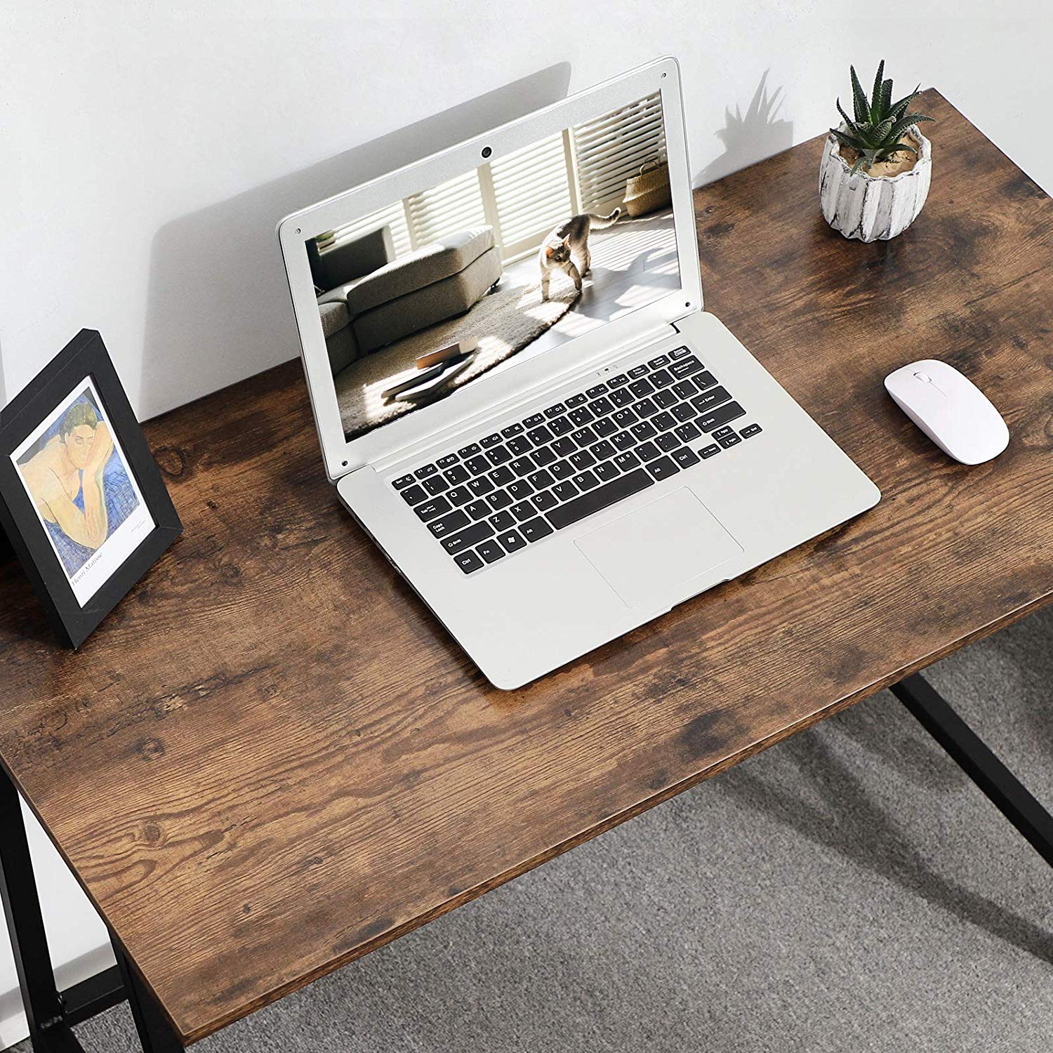 Schreibtisch - Holz Computertisch - Büro und Arbeitstisch - Vintage Brown/Schwarz
