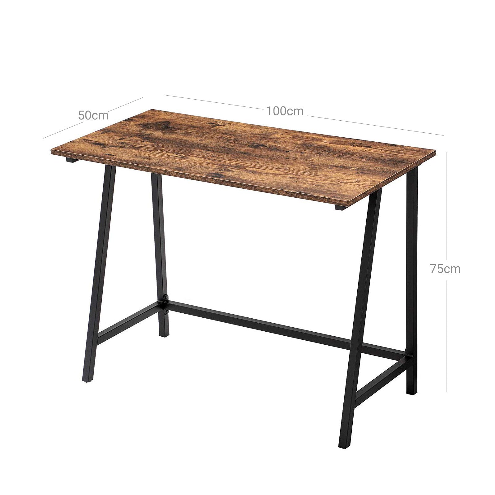 Schreibtisch - Holz Computertisch - Büro und Arbeitstisch - Vintage Brown/Schwarz