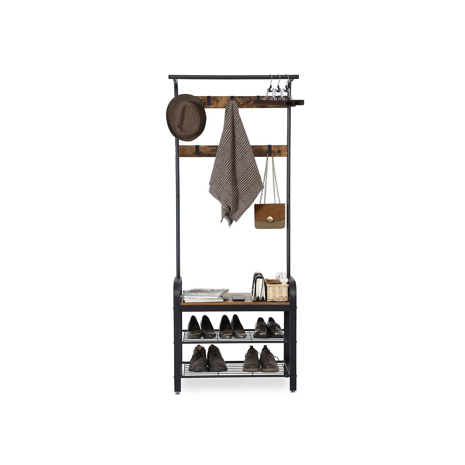 Kleidungsregal - Schuhregal - mit 9 Haken - Industrielles Design