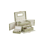 Schmuckschachtel - Schmuckschachtel - aus künstlichem Leder - mit Spiegel - 3 Schubladen - Schwarz