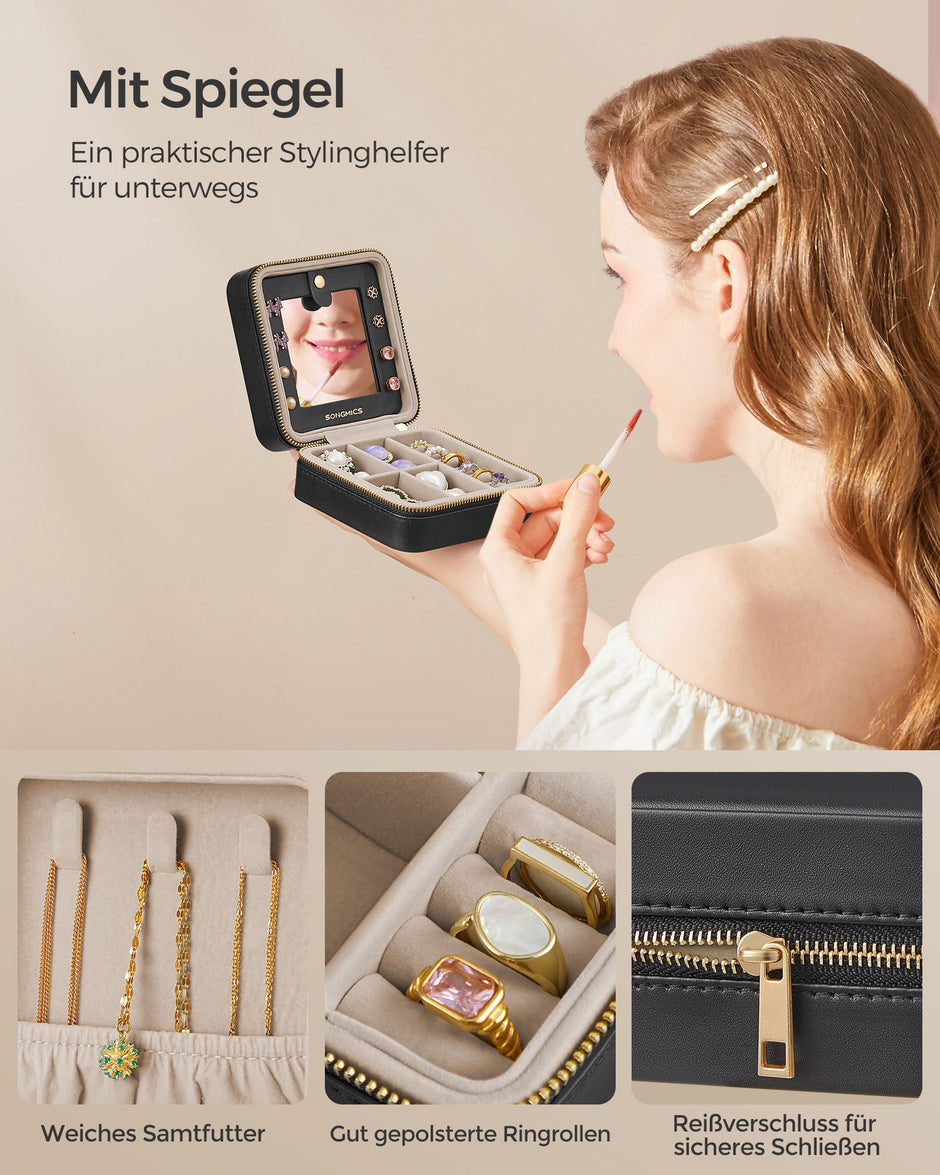 Schmuckschachtel-Mirror-PU-Deckungs-Gift-Ideen-Ink-Black