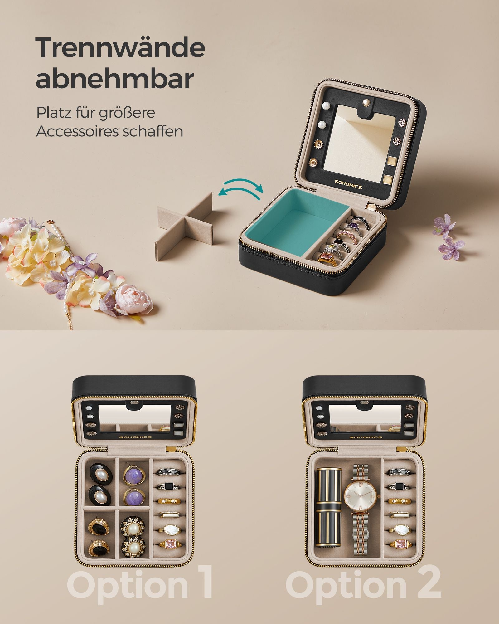 Schmuckschachtel-Mirror-PU-Deckungs-Gift-Ideen-Ink-Black