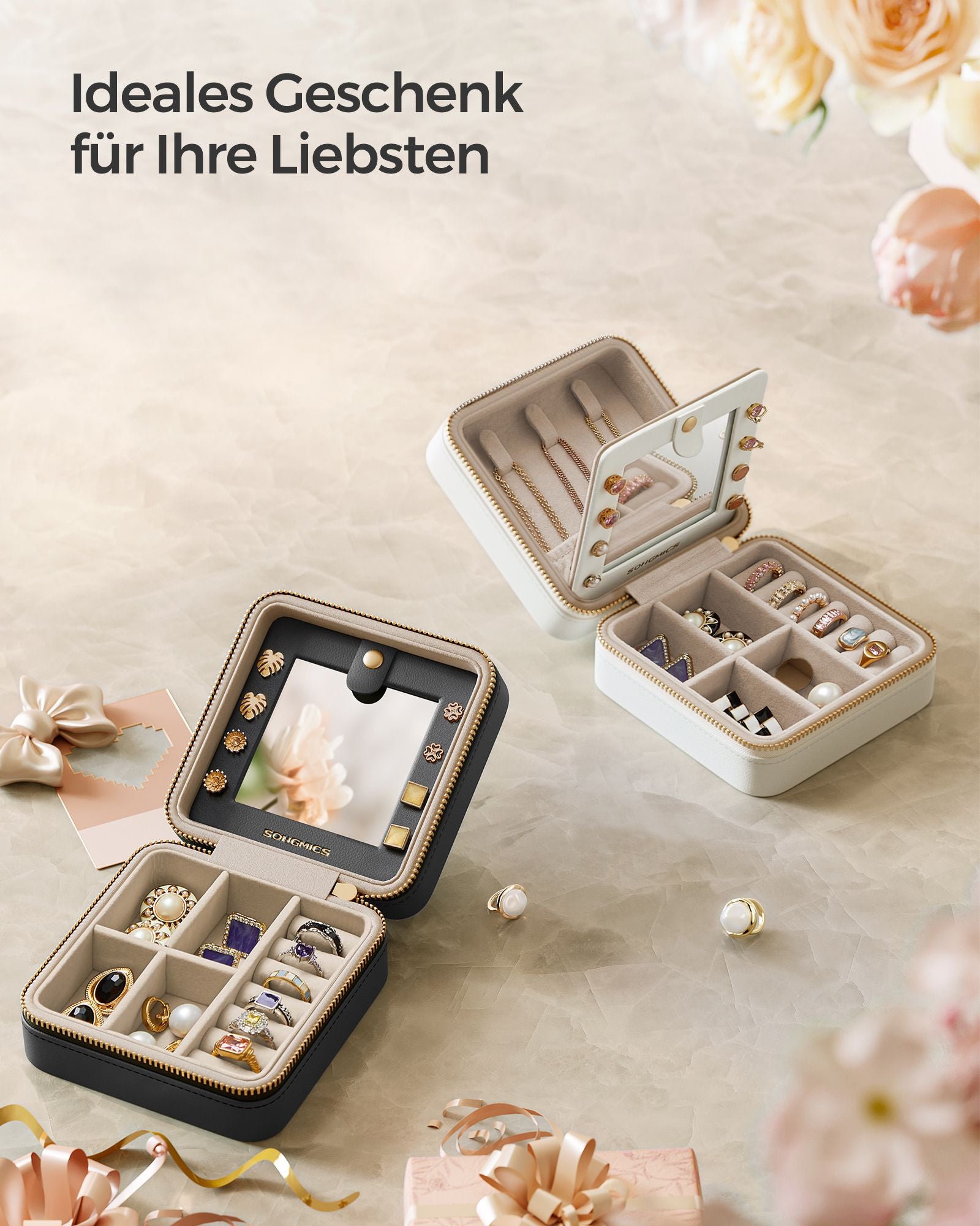 Schmuckschachtel-Mirror-PU-Deckungs-Gift-Ideen-Ink-Black