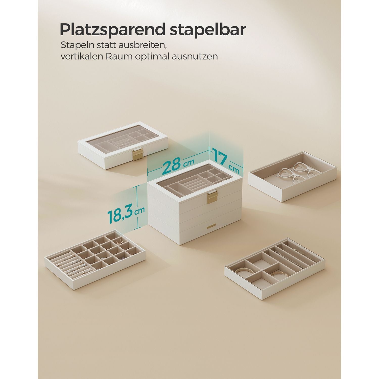 Stapelbare Schmuckschatulle - 4 Level