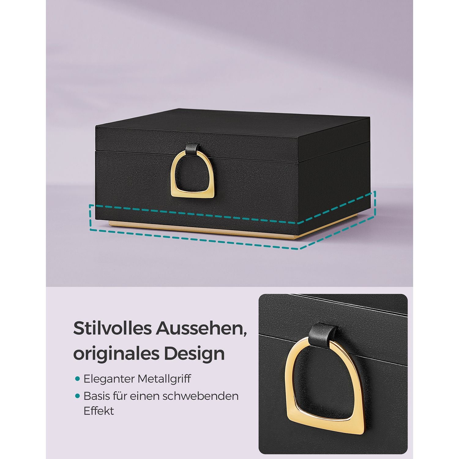 Schmuckschachtel - 2 Level - Handle - Flexible Schmucktablett - Schwarz