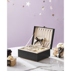 Schmuckschachtel - 2 Level - Handle - Flexible Schmucktablett - Schwarz