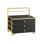Schmuckschachtel - Schmuckschachtel - 3 Schichten mit Schubladen - schwarzes Gold