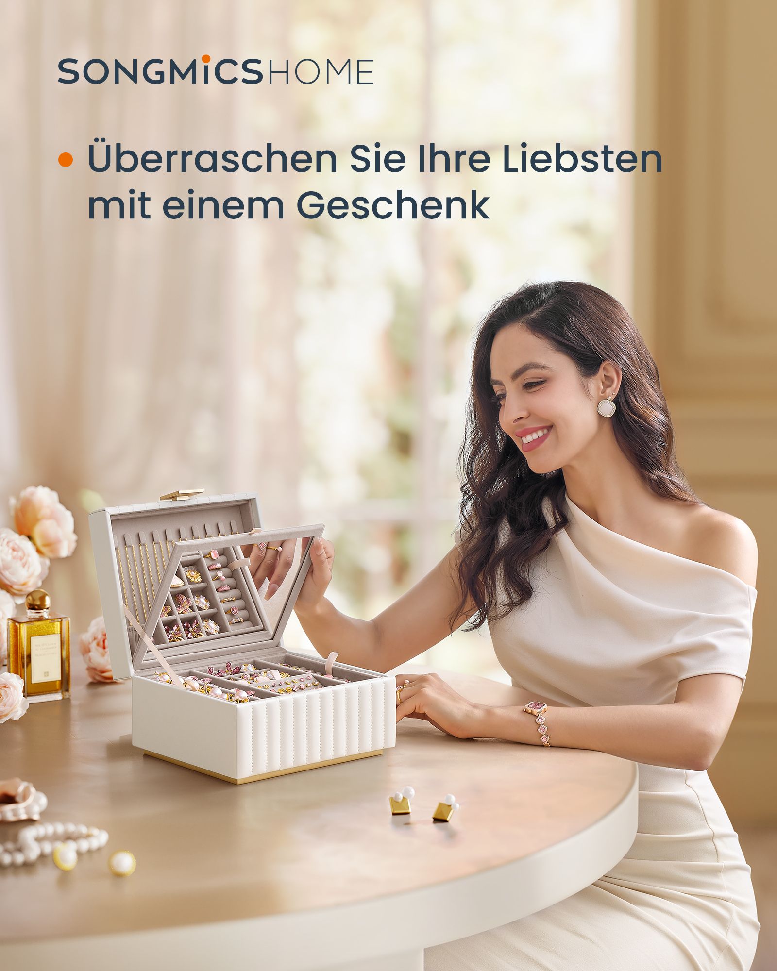 Anah -Kollektion Schmuckschachtel 2 Level mit Spiegel