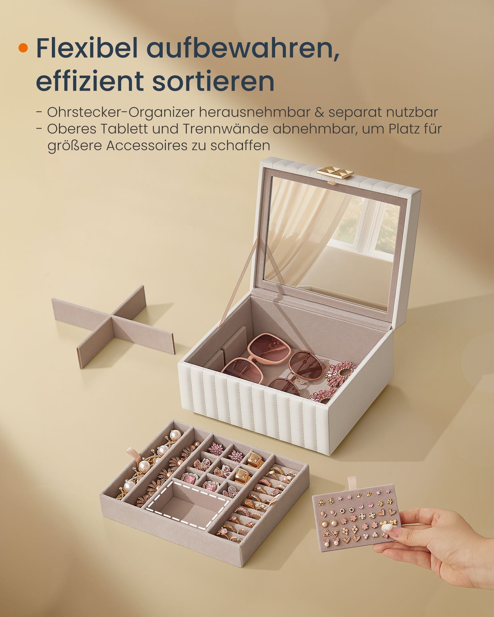 Anah -Kollektion Schmuckschachtel 2 Level mit Spiegel