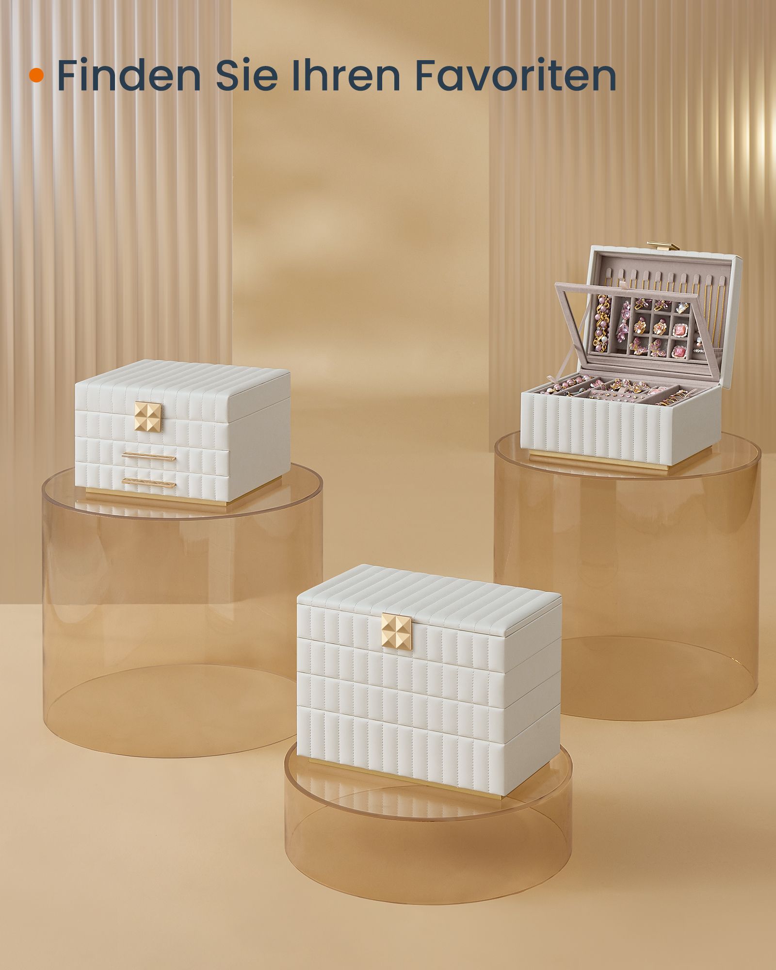 Anah -Kollektion Schmuckschachtel 2 Level mit Spiegel