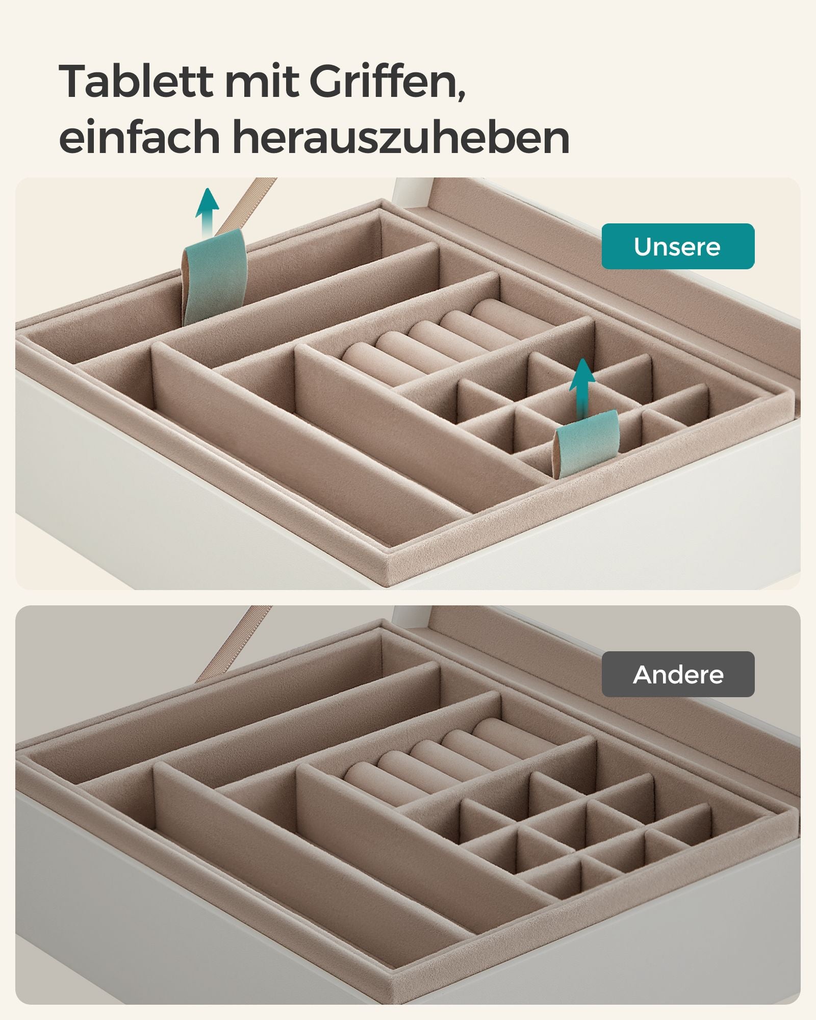 Schmuckschachtel - 2 Level - Weißglasdeckel