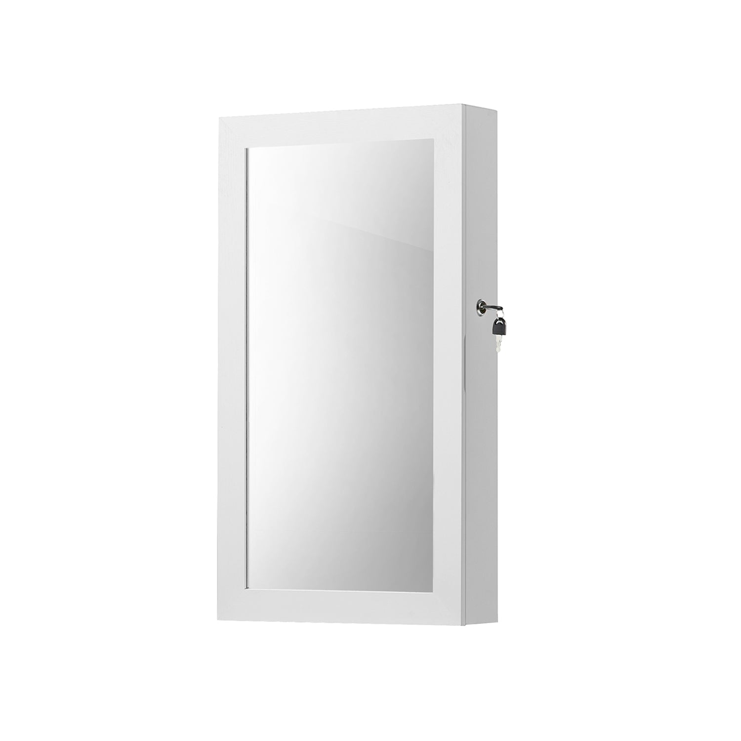 Schmuckschrank - Hängen - mit Spiegel - mit Schloss - Weiß