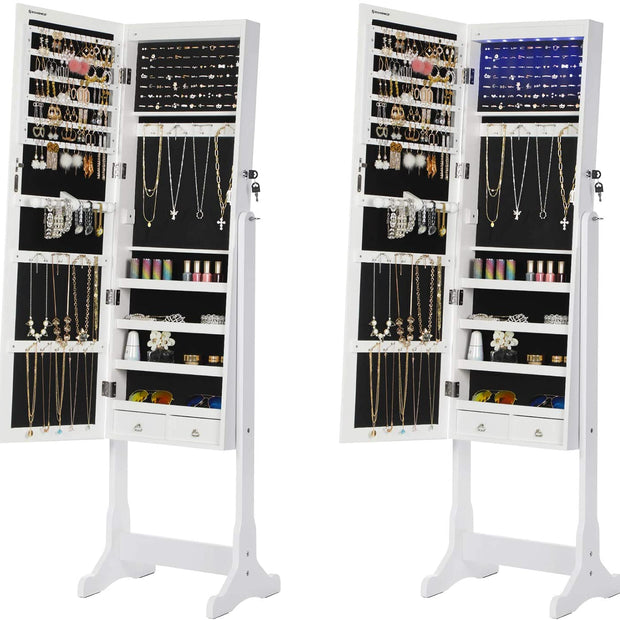 Schmuckschrank-Mirror-Schrankleuchter-Locking-Locking-White