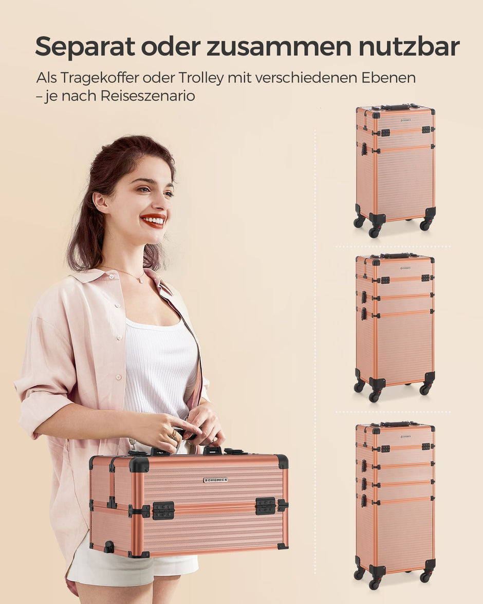 Kosmetischer Stamm-4-in-1-Make-Up Case-Champagne Gold
