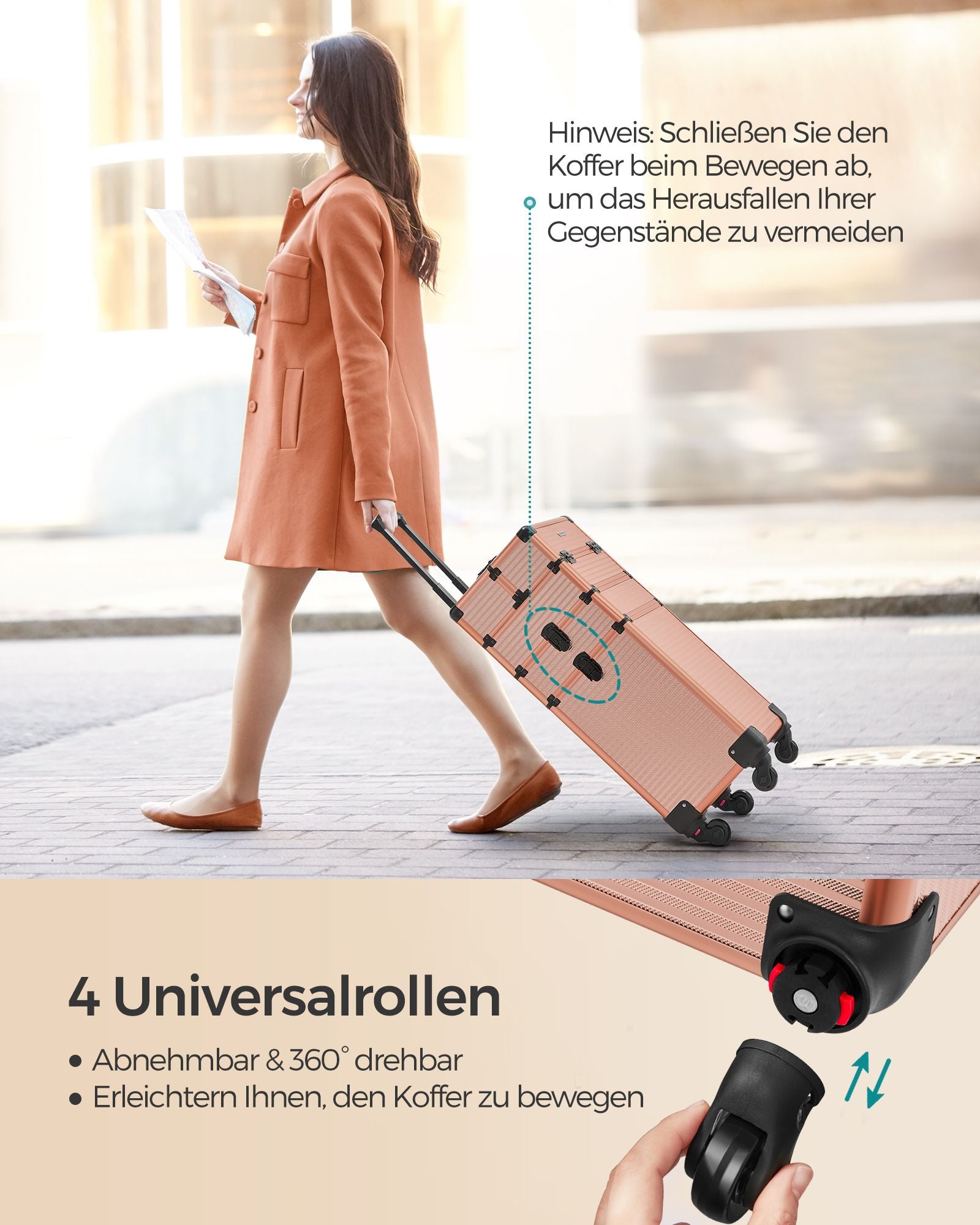 Kosmetischer Stamm-4-in-1-Make-Up Case-Champagne Gold