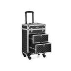 Make -up Koffer - Professioneller Trolley - Friseurkoffer mit 4 Rädern - Schwarz