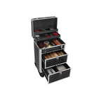 Make -up Koffer - Professioneller Trolley - Friseurkoffer mit 4 Rädern - Schwarz