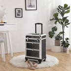 Make -up Koffer - Professioneller Trolley - Friseurkoffer mit 4 Rädern - Schwarz
