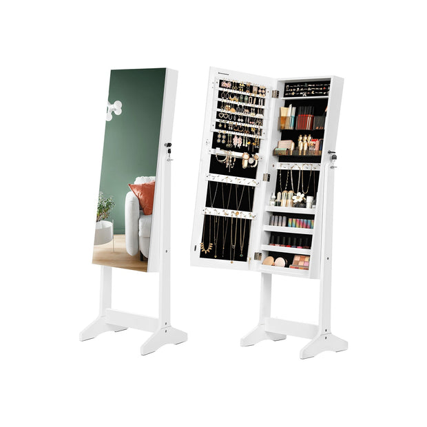 Schmuckschrank - Standspiegelschrank mit 2 Make -up -Organisatoren - Weiß