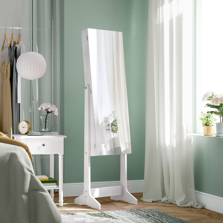 Schmuckschrank - Standspiegelschrank mit 2 Make -up -Organisatoren - Weiß